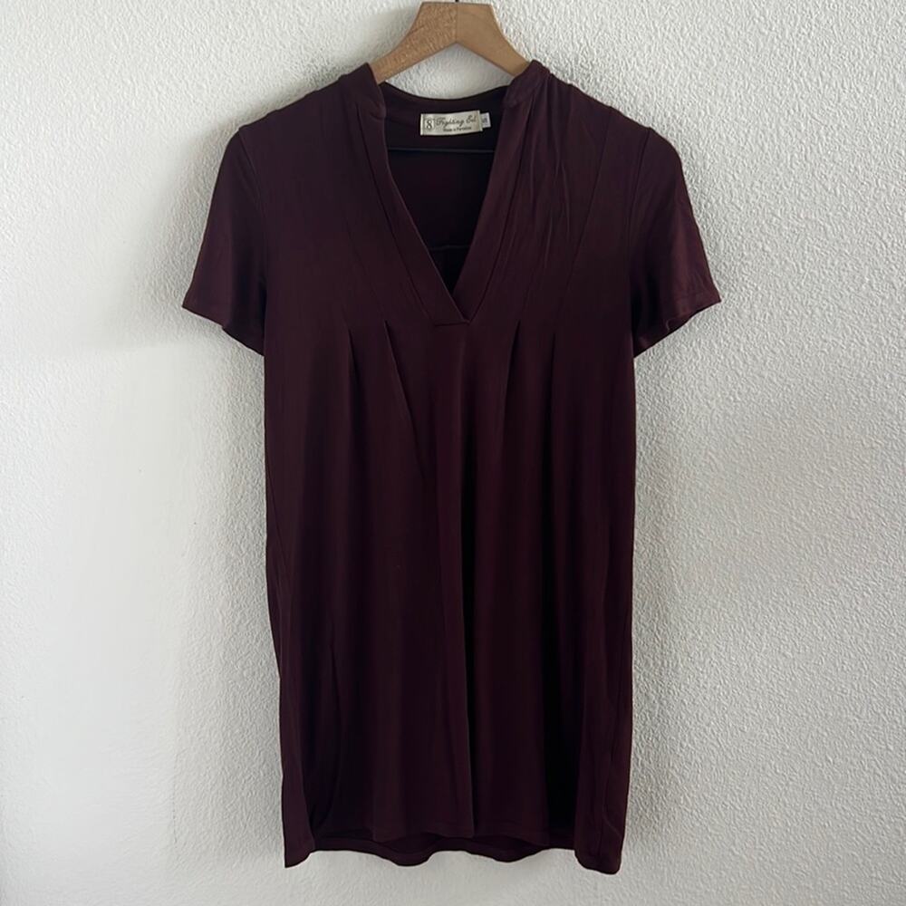 Fighting Eel Eggplant Maroon Purple V Neck Stretchy Dress Hawaii Paradise Aloha